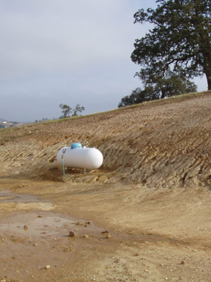 Erosion around propane tank